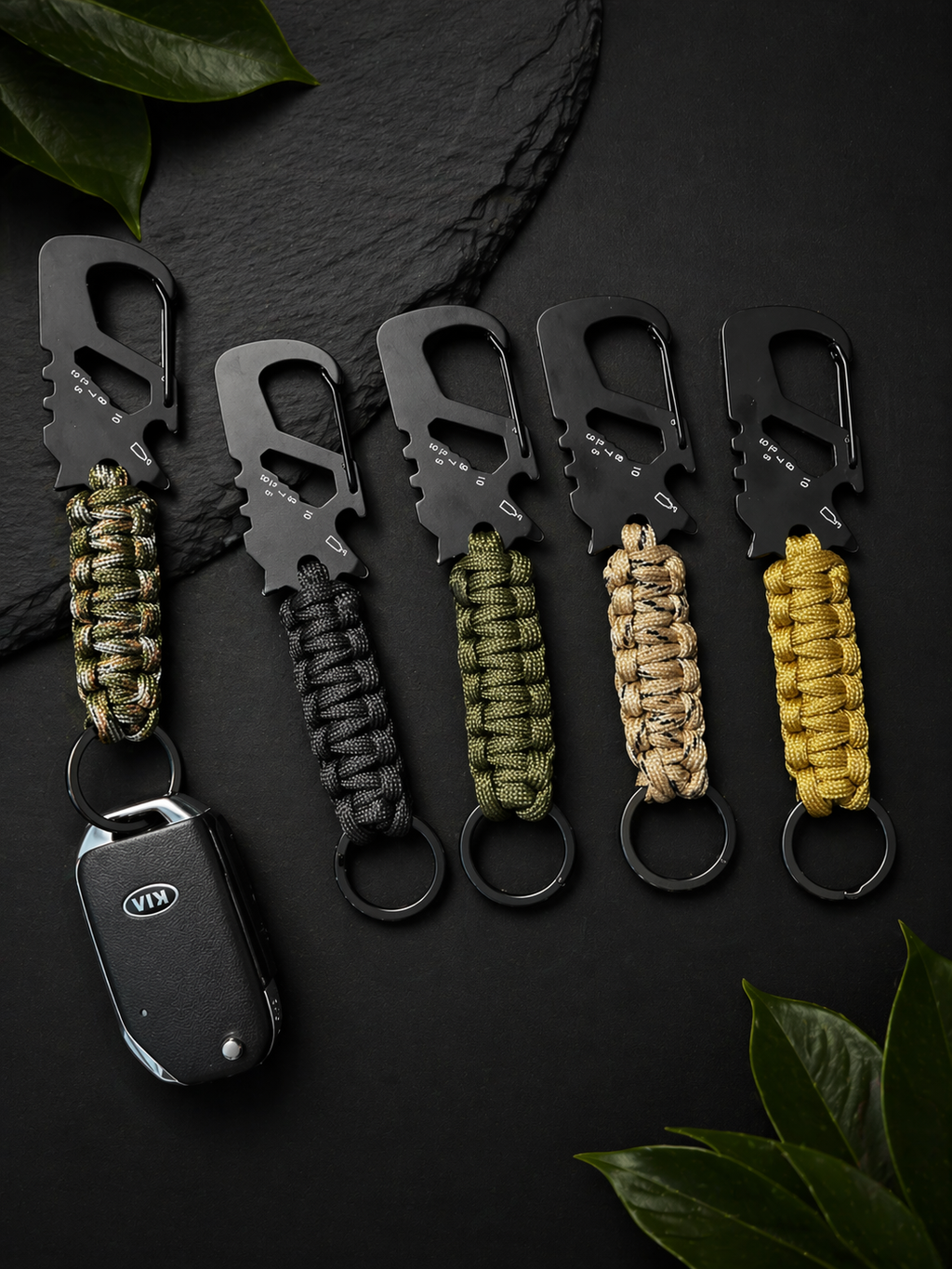 Heavy-Duty Paracord Keychain w/ Bottle Opener & Carabiner