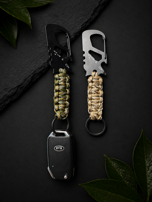 Heavy-Duty Paracord Keychain w/ Bottle Opener & Carabiner