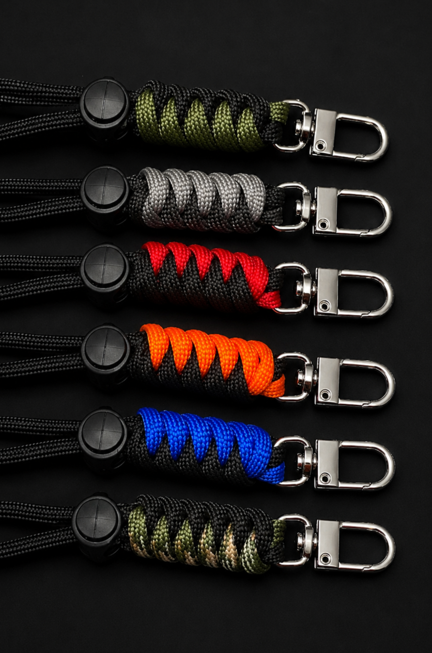 Adjustable Paracord Lanyard Keychain – Multiple Colours