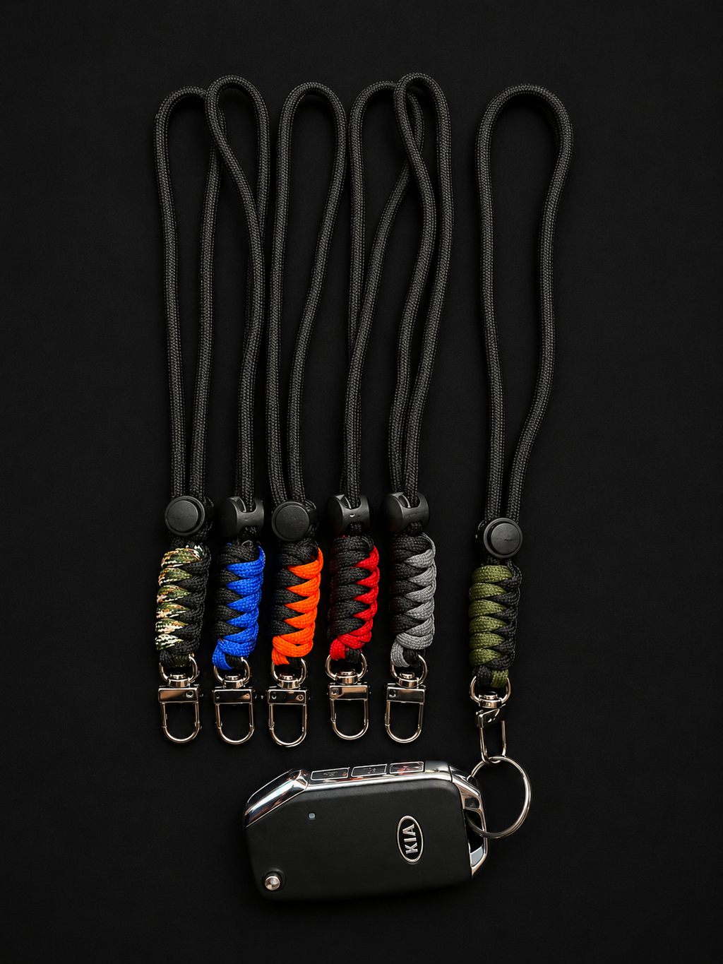 Adjustable Paracord Lanyard Keychain – Multiple Colours
