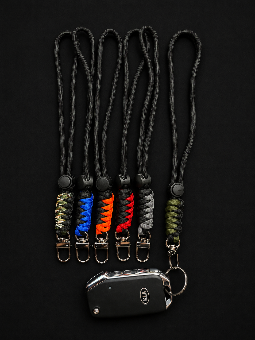 Adjustable Paracord Lanyard Keychain – Multiple Colours