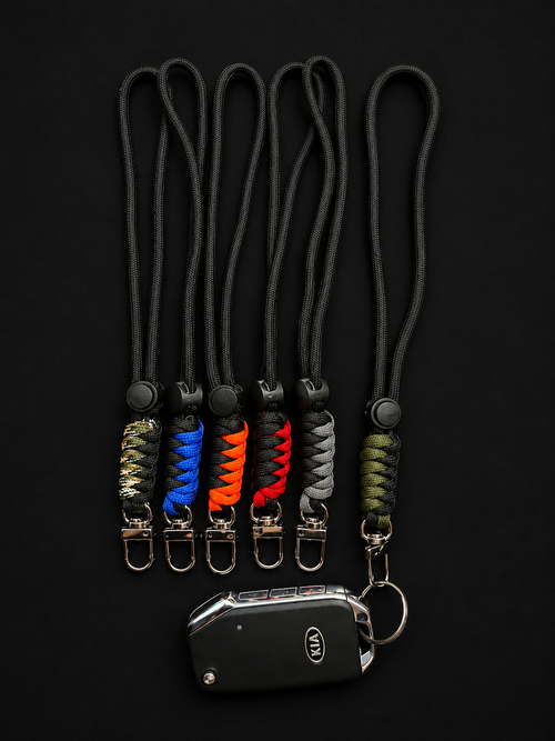 Adjustable Paracord Lanyard Keychain – Multiple Colours