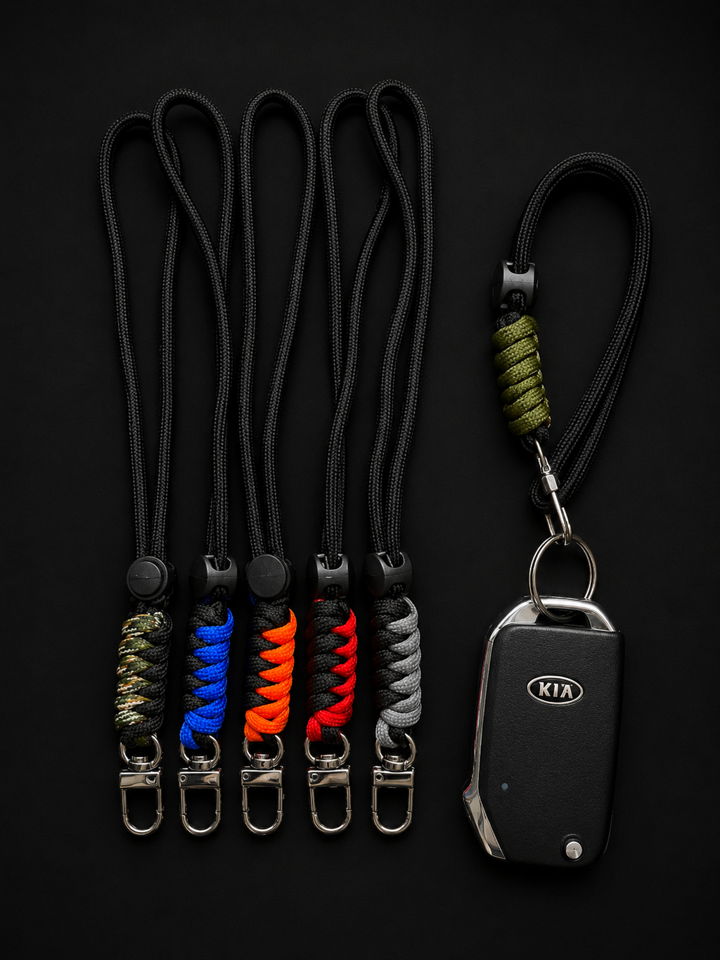 Adjustable Paracord Lanyard Keychain – Multiple Colours