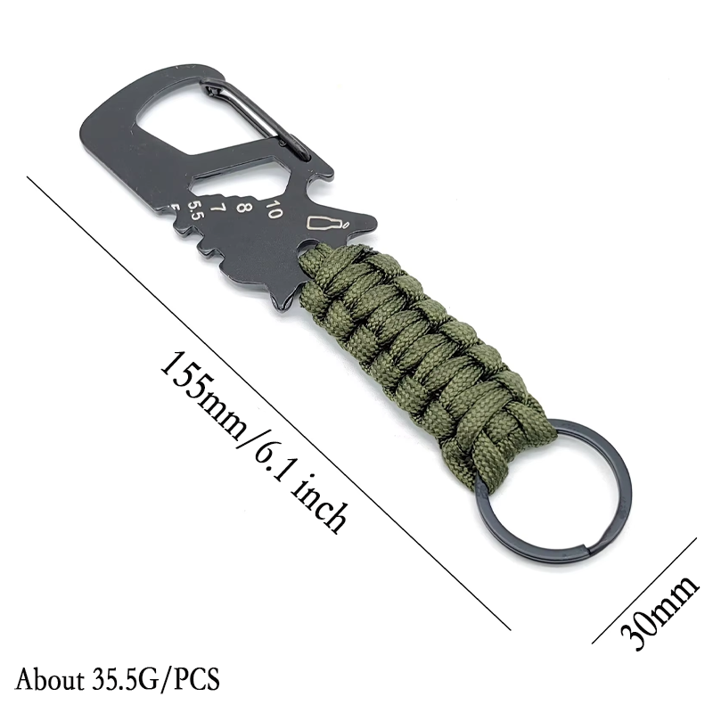 Heavy-Duty Paracord Keychain w/ Bottle Opener & Carabiner